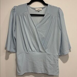 Light Blue Wrap Blouse